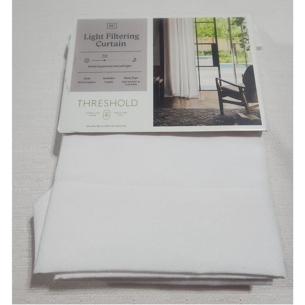Threshold light filtering curtain L 54'' x W 95'' white Farrah